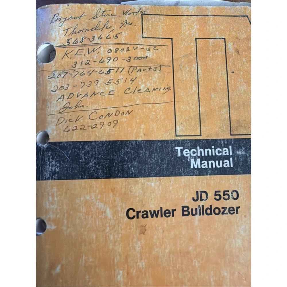 John Deere JD 550 TECHNICAL SERVICE SHOP REPAIR MANUAL CRAWLER BULLDOZER TM-1108